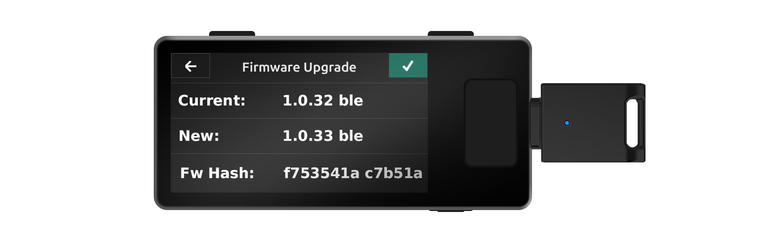 Jade Plus 画面上でチェックマークをクリックし、アップグレードを開始します。