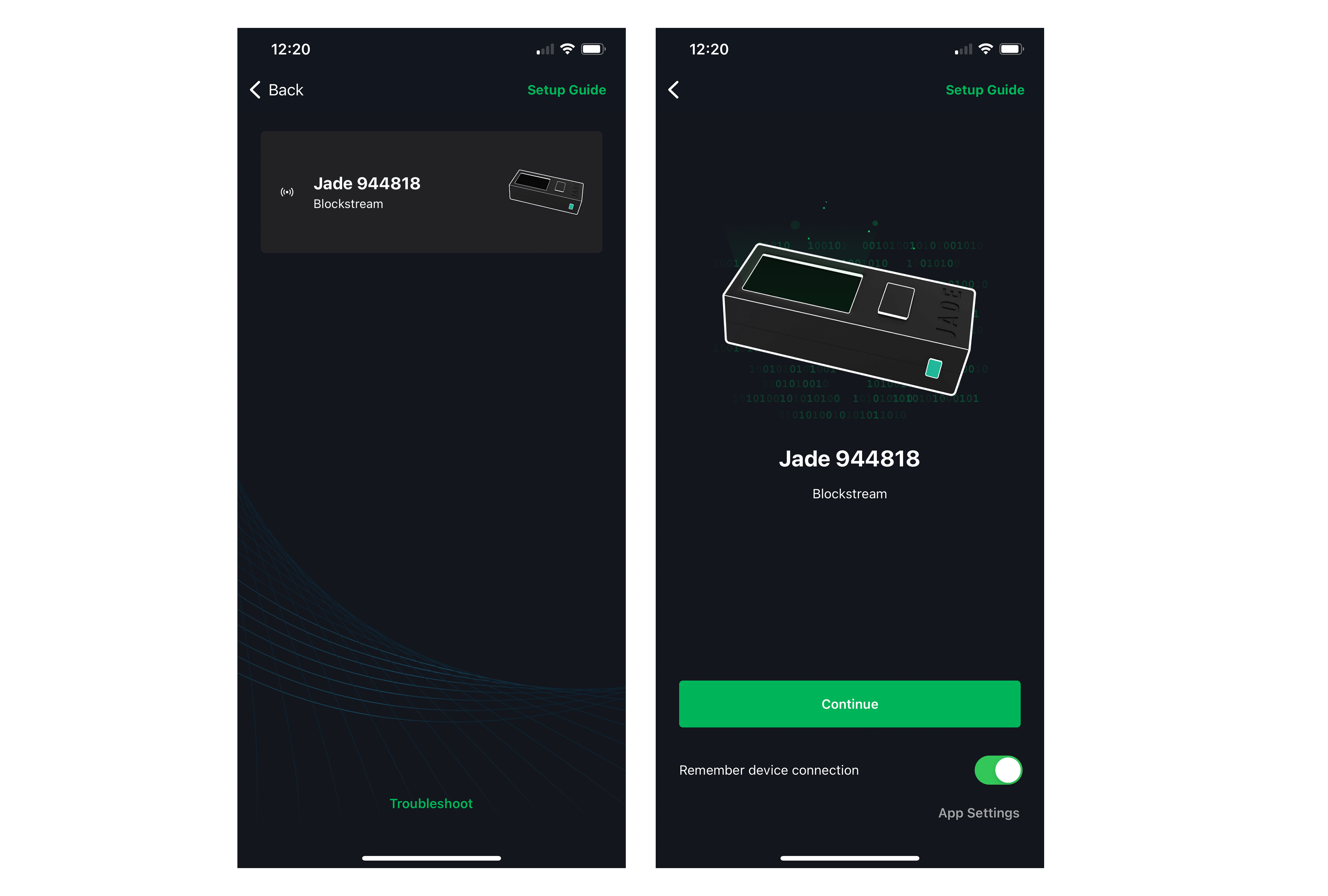 Jade Plus が検出され、ペアリングが実行される