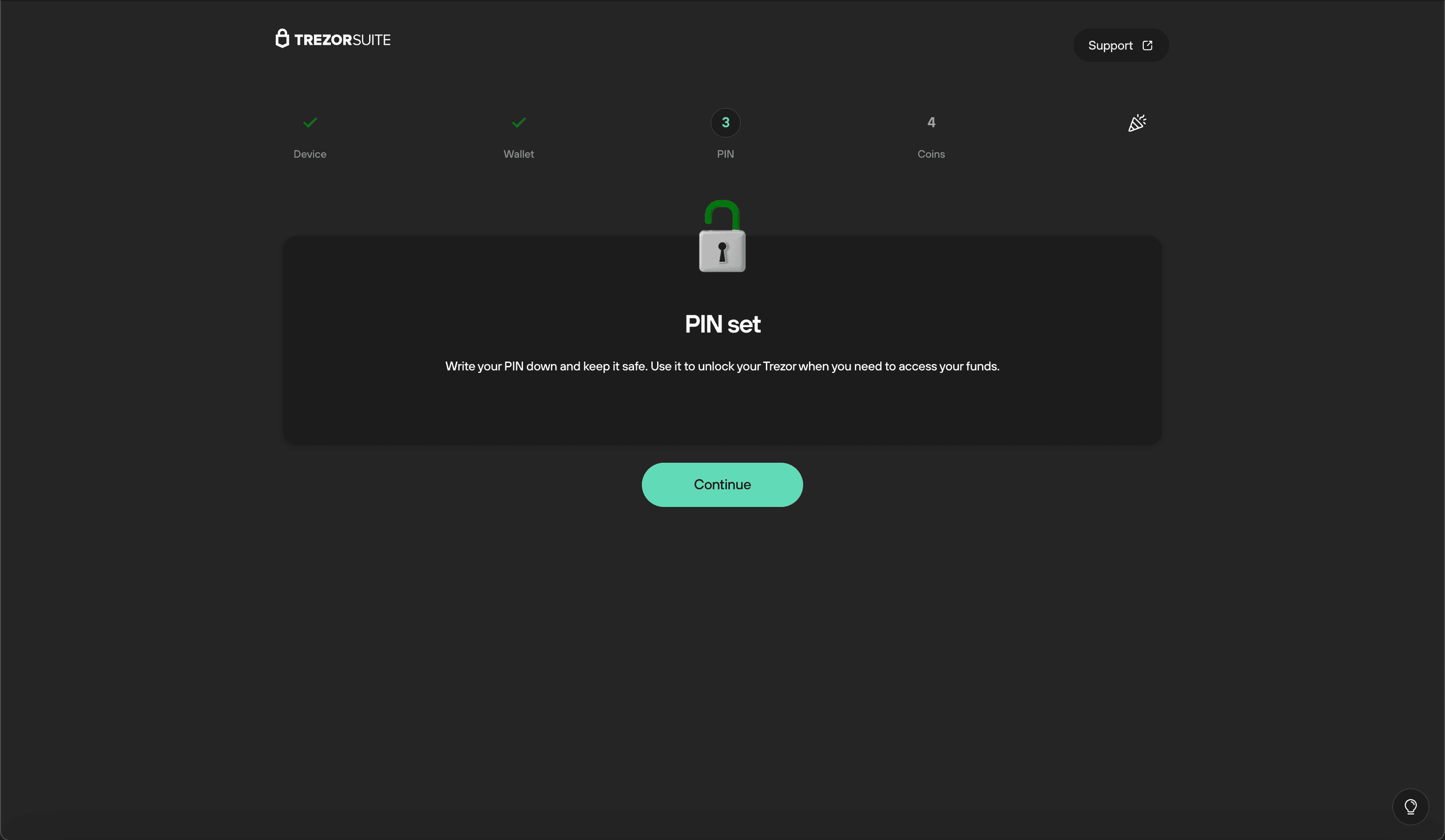 PIN設定完了確認画面