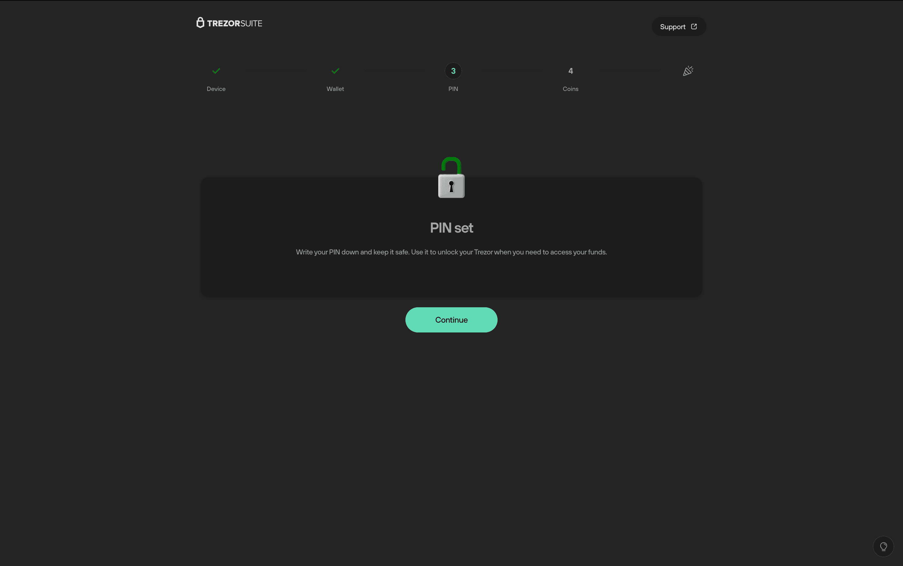 PIN設定完了確認画面